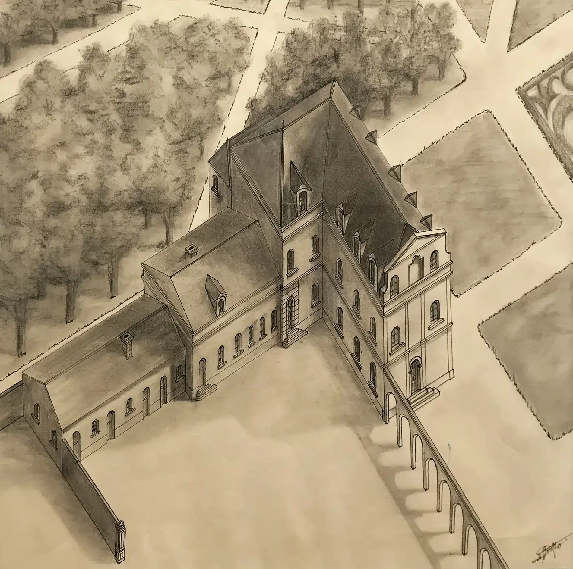 Michel BOURLET (1909-2008) "Château de La Barre" 1985