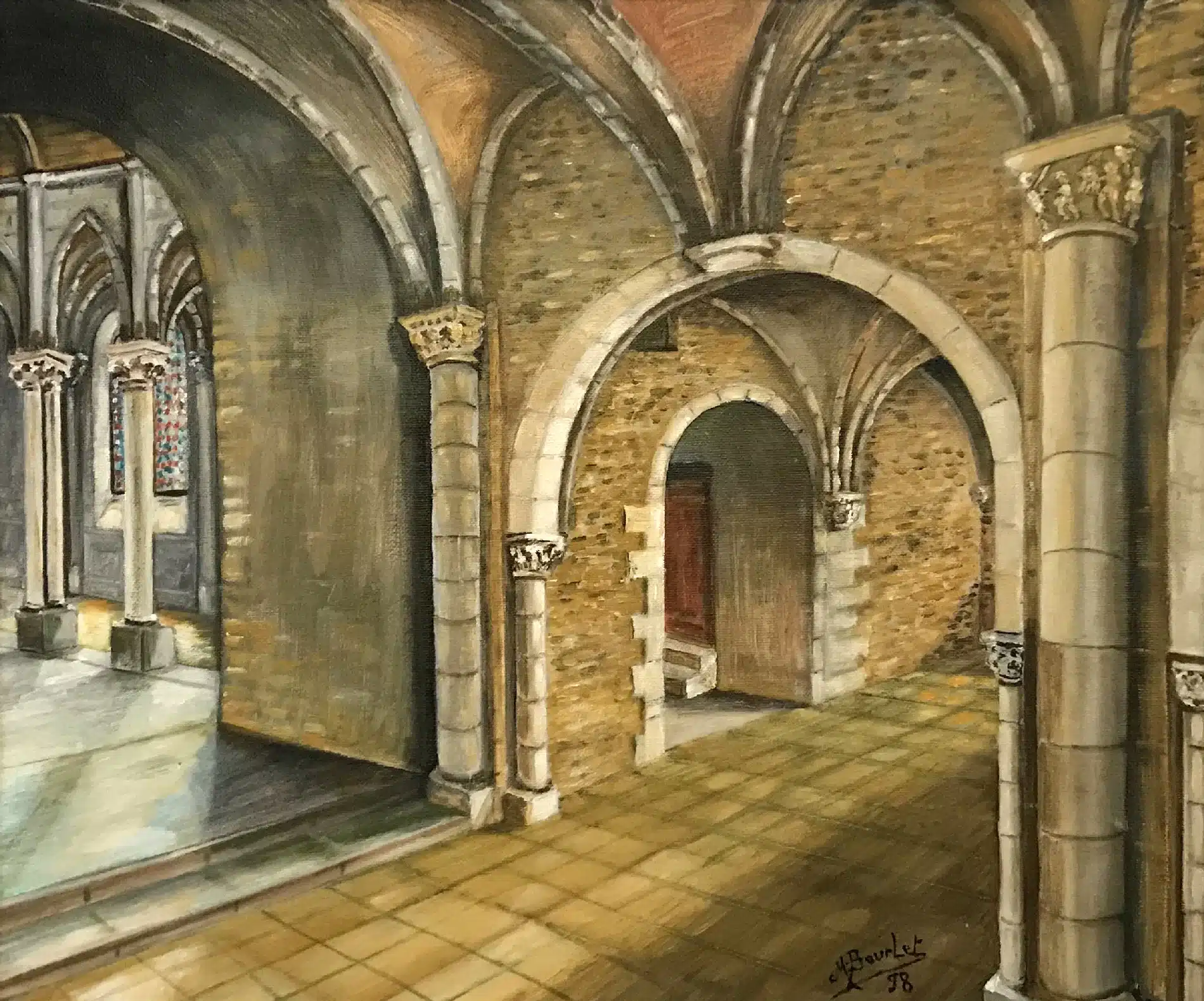 Michel BOURLET (1909-2008) "Église de Deuil, intérieur de l'Église Notre-Dame" 1998