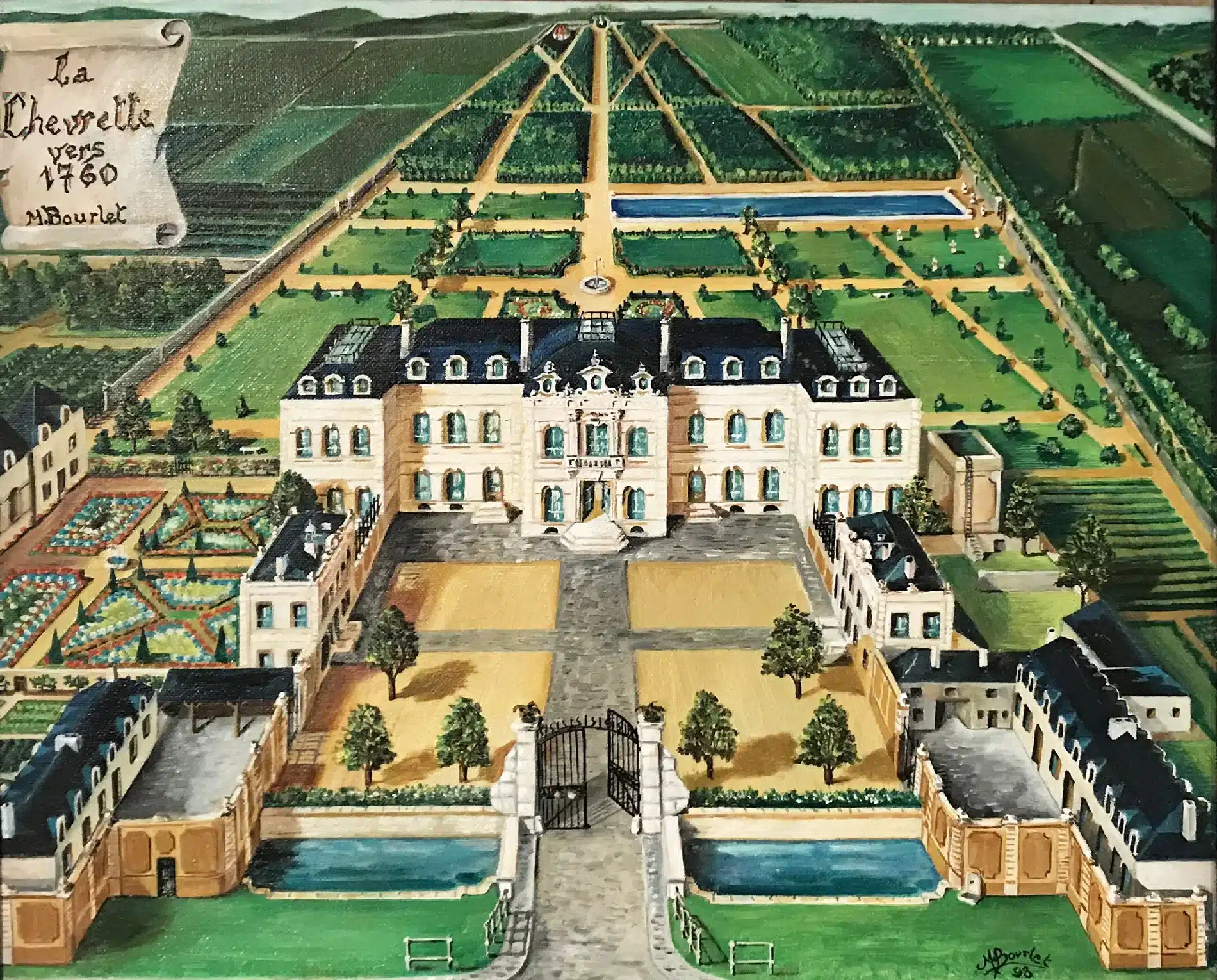 Michel BOURLET (1909-2008) "Château de la Chevrette vers 1760" 1998