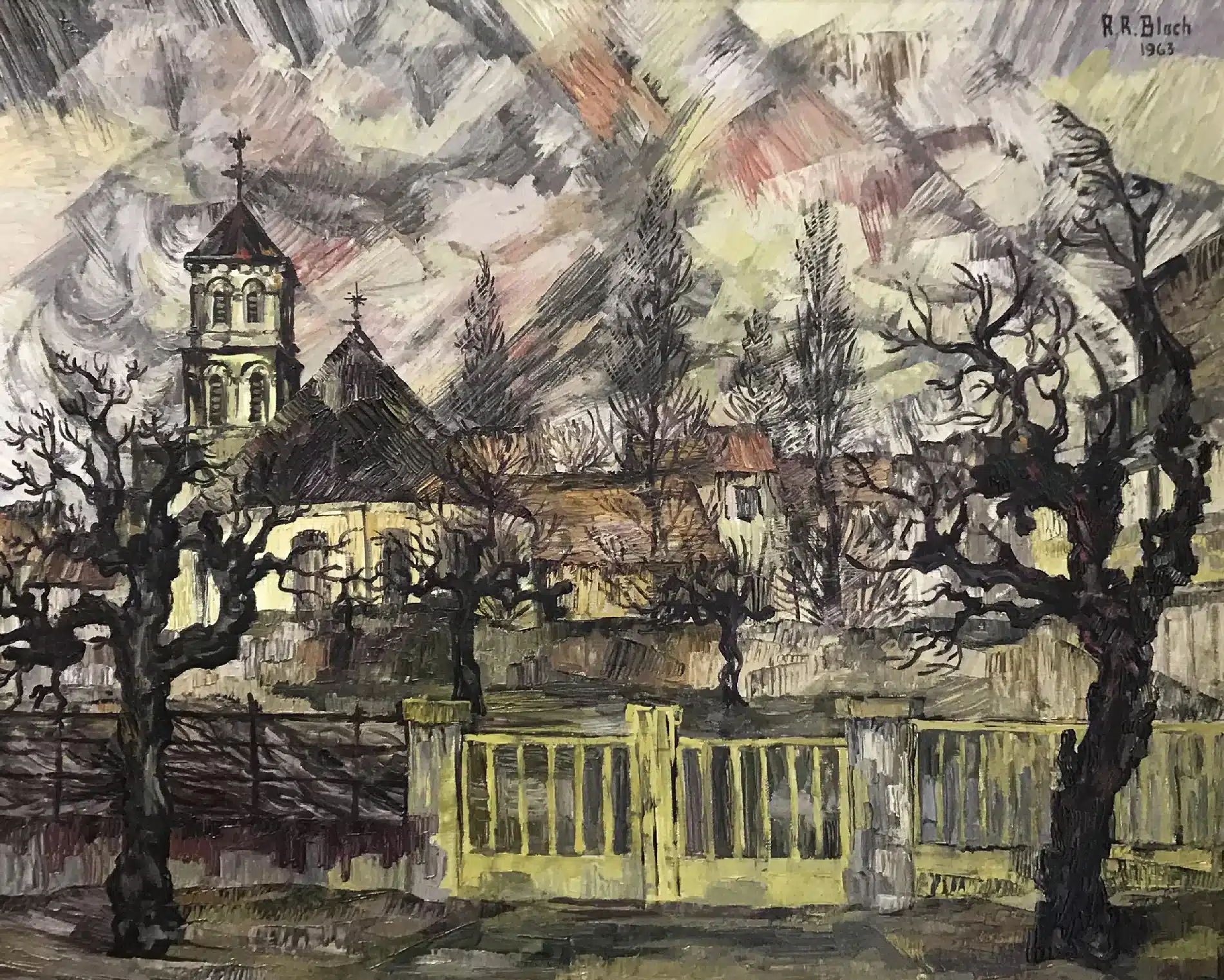 Raymond-René BLOC'H (1911- 2001) "Église de Deuil" 1963