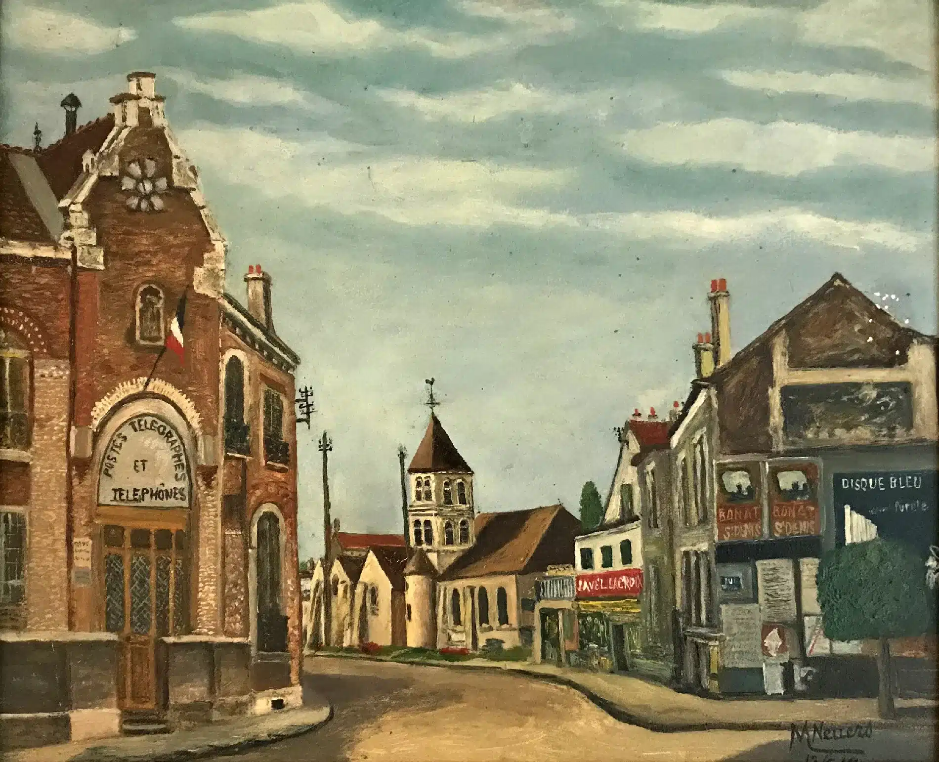 Michel NEUERS "Église de DLB et bureau de Poste" 1963